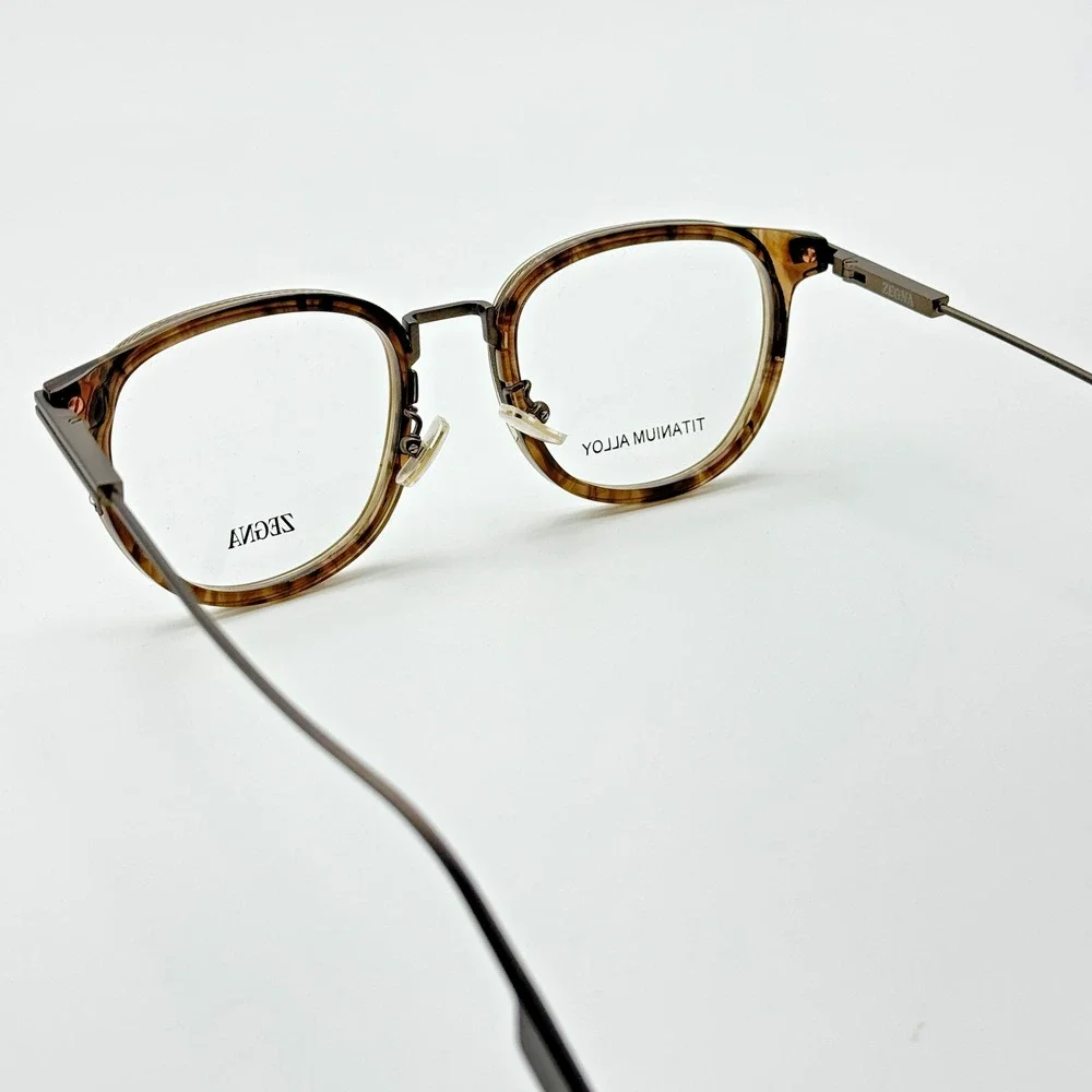 Ermenegildo Zegna Eyeglasses Frames EZ5337-D 048 Light Brown Geometric 52-20-145